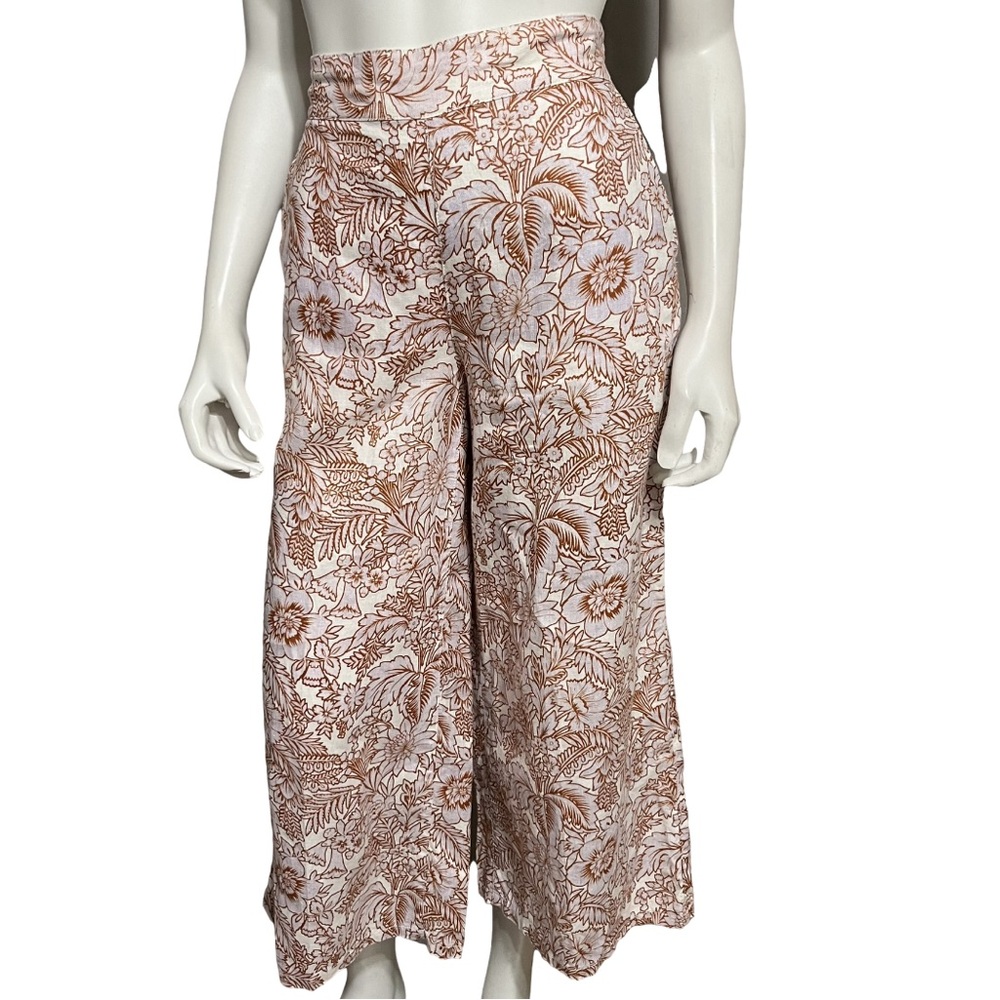 ⭐️Rachel Zoe 100% Linen Floral Capri Pants Sz-Small